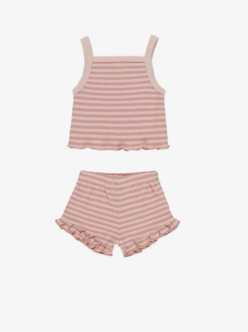 Pink Stripe Tank & Ruffle Shorts